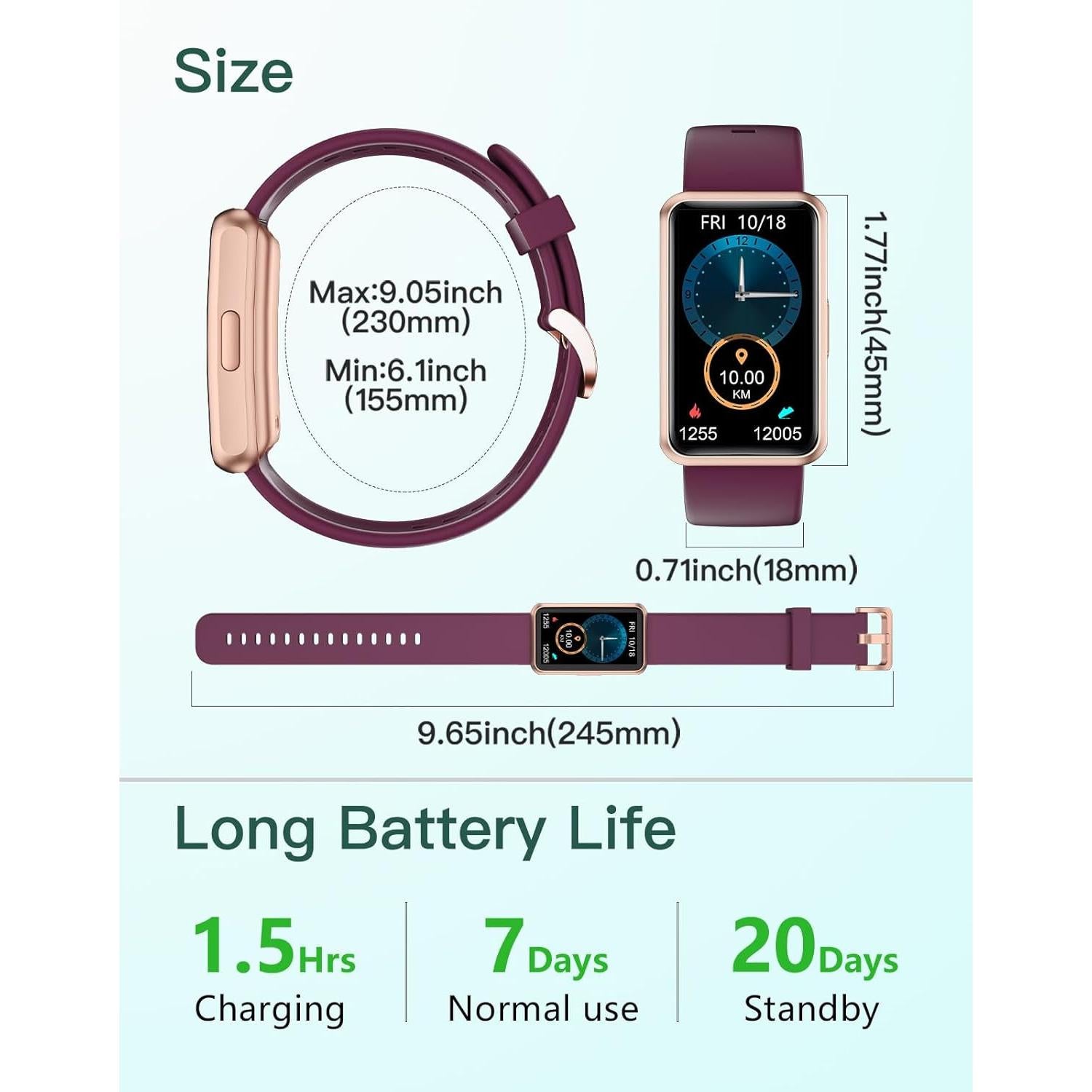 Fitness Tracker No Bluetooth No APP No Phone Needed, Fitness Watch for Men Women Parents IP68 Waterproof with Full Touch Screen Steps Calories Counter Sleep Tracker Alarm Clocks (Purple)