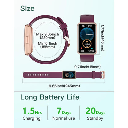 Fitness Tracker No Bluetooth No APP No Phone Needed, Fitness Watch for Men Women Parents IP68 Waterproof with Full Touch Screen Steps Calories Counter Sleep Tracker Alarm Clocks (Purple)