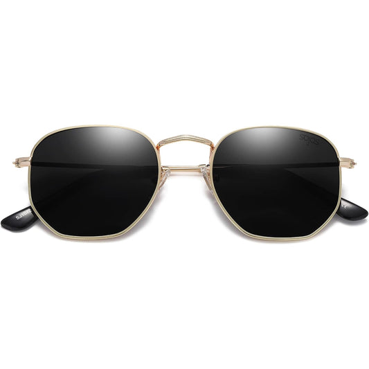 Lentes de Sol SOJOS SJ1072 Cuadrados Polarizados, Estilo Hexagonal Pequeño Retro, Unisex UV400 para Hombre y Mujer