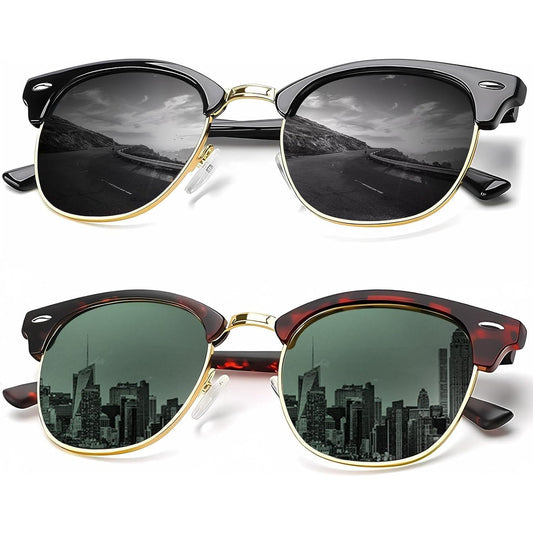 KALIYADI Gafas de sol polarizadas para hombre y mujer, unisex, montura sin montura retro, gafas de sol para conducción, bloqueo UV
