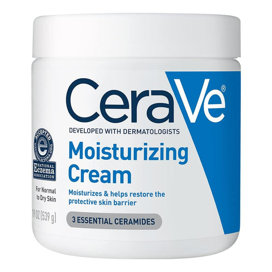 CeraVe Crema Hidratante | Rostro y Cuerpo – Ácido Hialurónico + 3 Ceramidas, 24 h Hidratación, Sin Fragancia, No Comedogénica, 19 oz