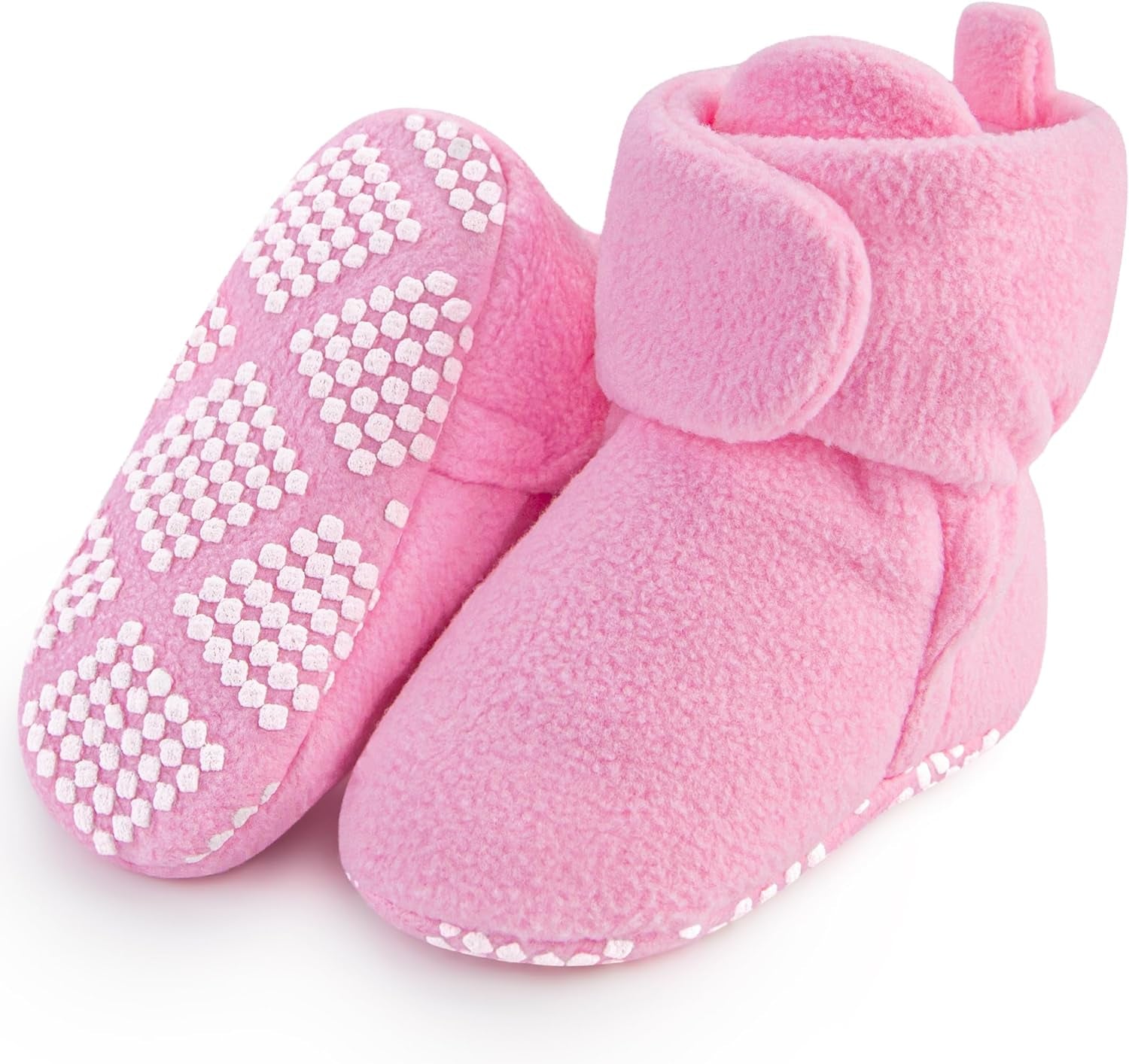 Botines de polar para bebé, pantuflas cálidas, botas suaves antideslizantes ajustables | Color: Rosa