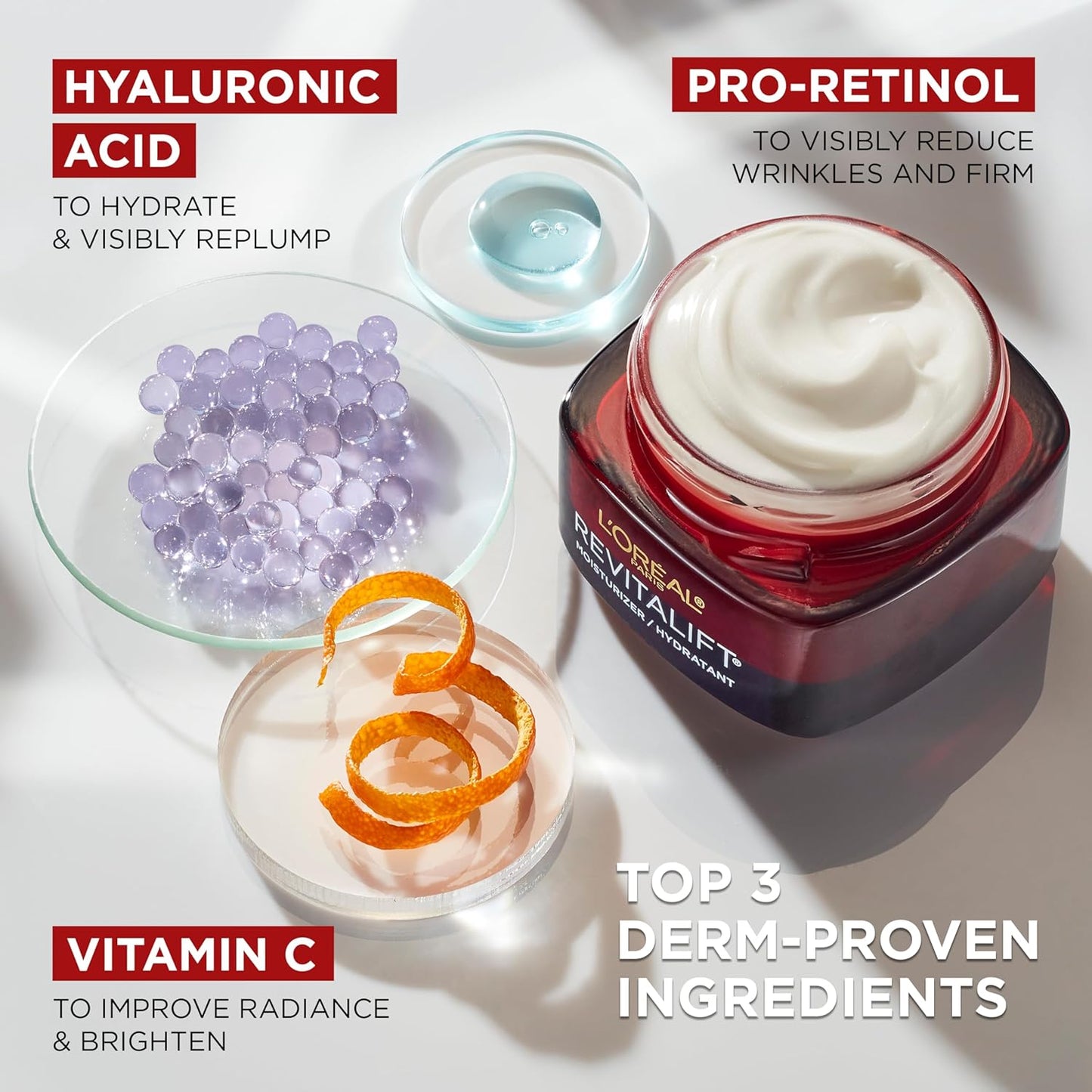 L’Oréal Paris Revitalift Triple Power | Hidratante Anti-Edad con Pro-Retinol, Ácido Hialurónico y Vitamina C