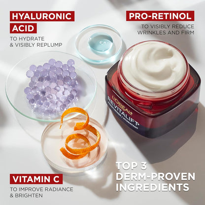 L’Oréal Paris Revitalift Triple Power | Hidratante Anti-Edad con Pro-Retinol, Ácido Hialurónico y Vitamina C