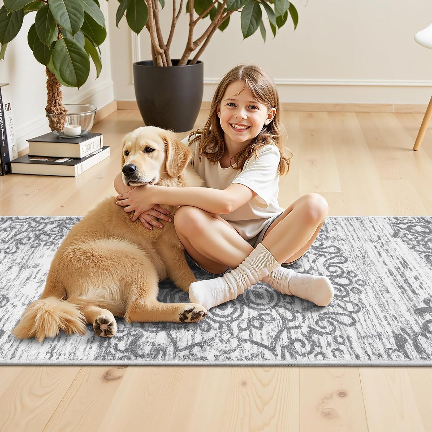 Alfombra de pasillo de 2 x 6 pies | Antideslizante | Diseño bohemia 