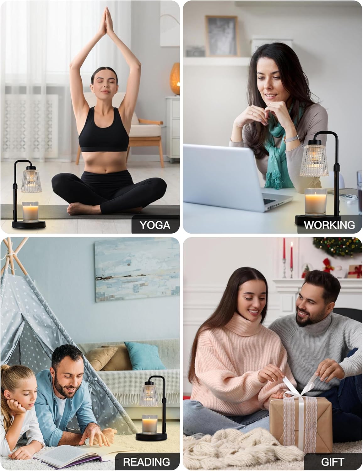Lámpara Calienta Velas con Temporizador y Regulador de Intensidad – Decoración de Hogar, Regalo para Mujeres, Mamá o Nuevos Hogares – Incluye 2 Bombillas
