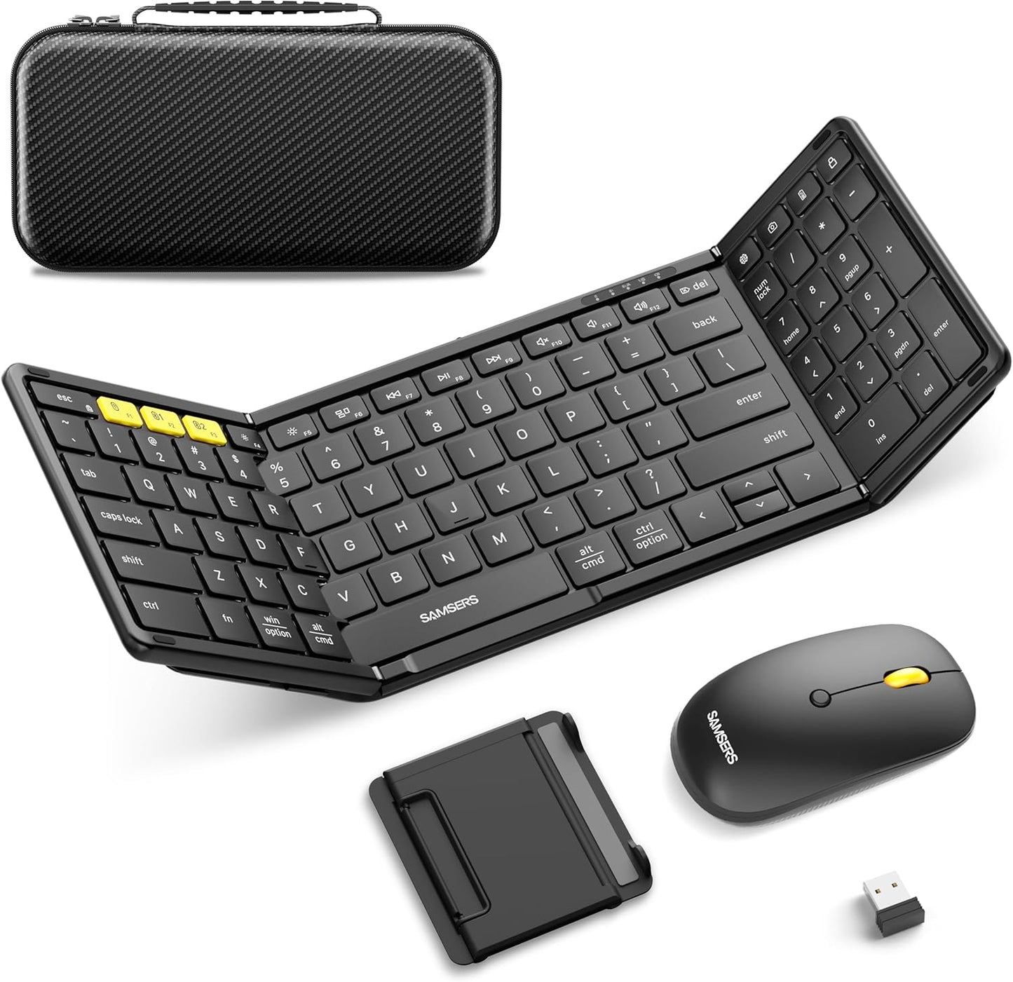 Teclado y mouse plegables | Bluetooth | Portátil para viaje | Mouse inalámbrico recargable USB-C | Para iOS, Android, Windows