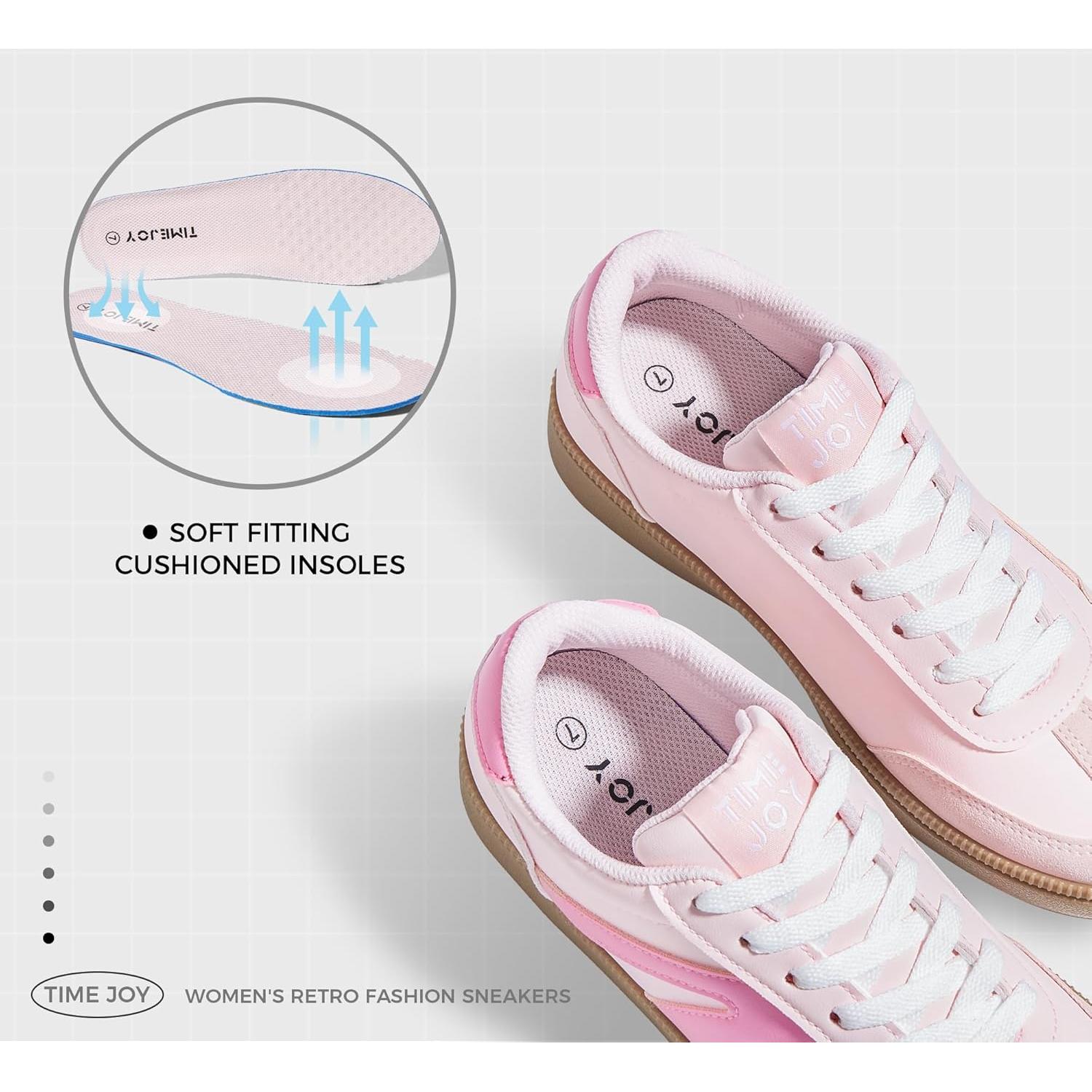 Zapatillas retro para mujer | Estilo vintage | Cuero y gamuza Rosa