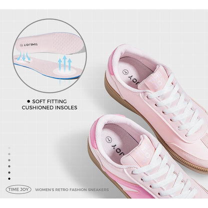 Zapatillas retro para mujer | Estilo vintage | Cuero y gamuza Rosa