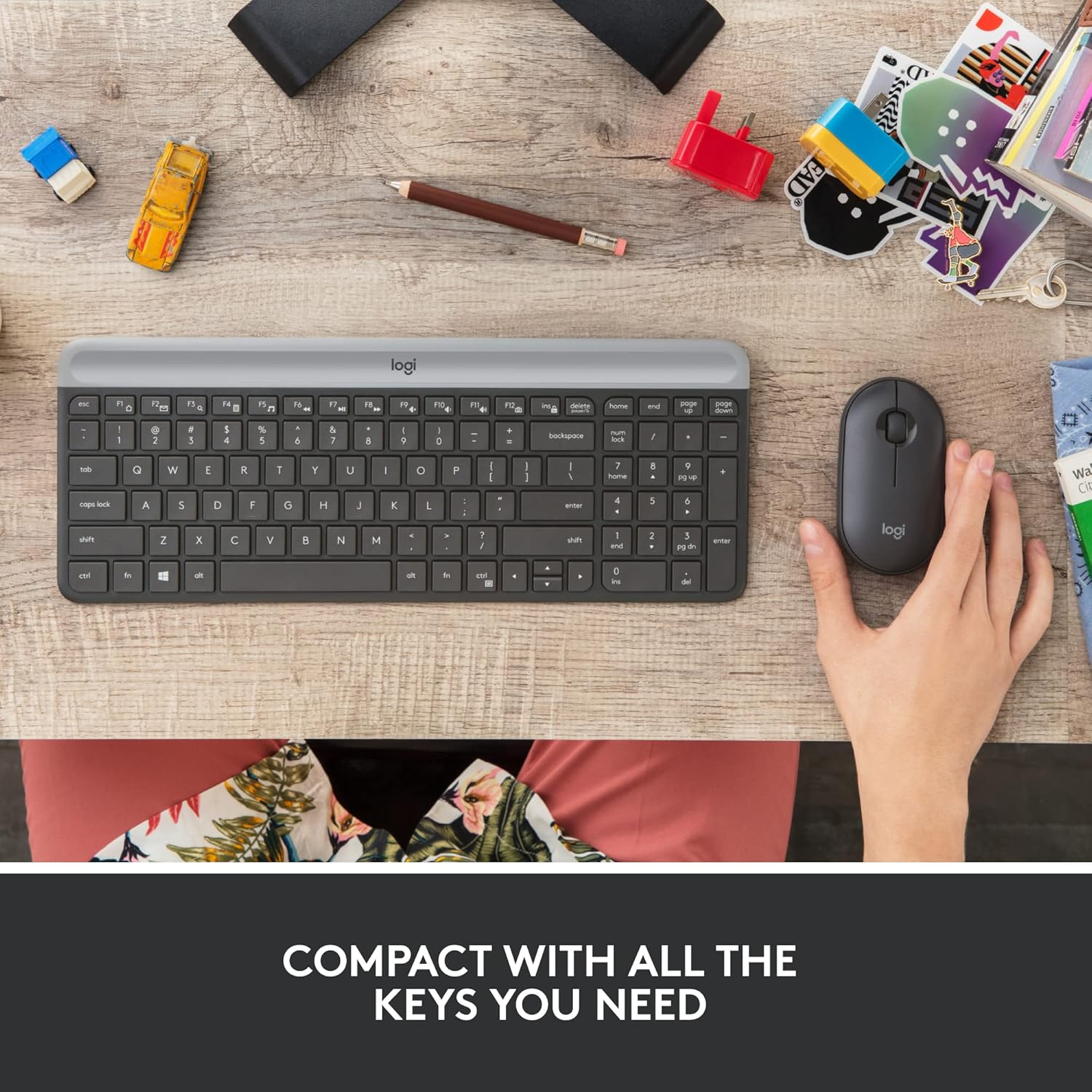 Logitech MK470 Combo Slim – Teclado y Ratón Inalámbricos (Grafito)