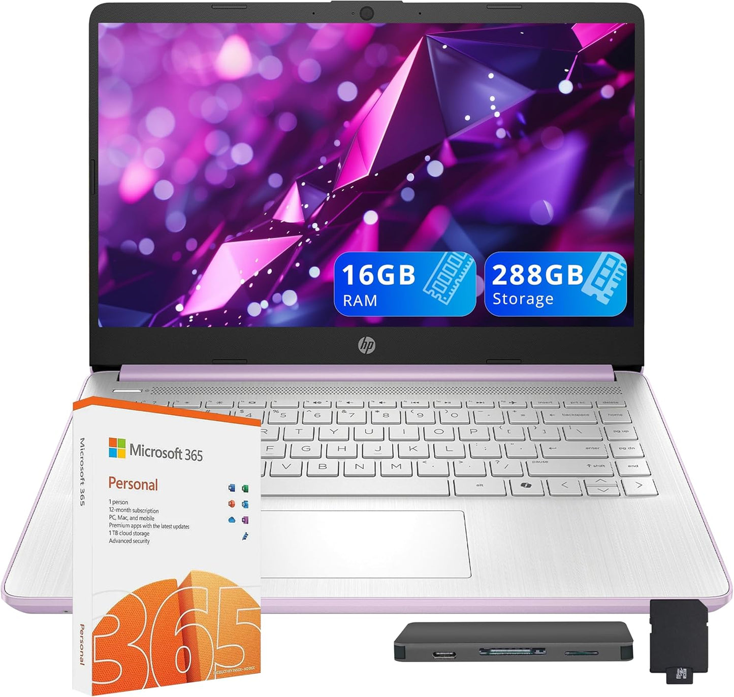 Laptop insignia HD para estudiantes y negocios de 14 pulgadas | 1 año Office 365 y copiloto AI | 16 GB de RAM | 288 GB de almacenamiento 