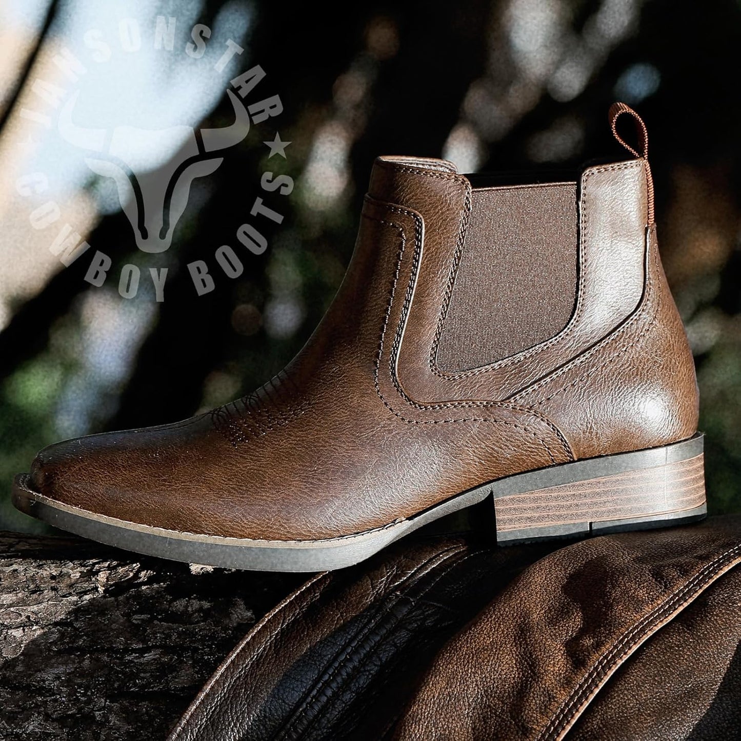 Botas vaqueras Chelsea para hombre | Punta cuadrada | Botas vaqueras al tobillo para hombre