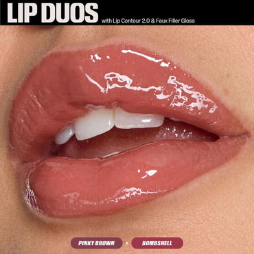 Huda Edición Limitada Pink Kit Juicy Bombshell Lip Duo - Lápiz de labios y brillo de labios - Tamaño de viaje