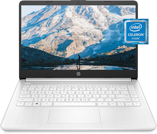 HP Computadora portátil 14, Intel Celeron N4020, 4 GB de RAM, 64 GB de almacenamiento, pantalla HD de microborde de 14 pulgadas, Windows 11 Home, delgada y portátil, gráficos 4K, un año de Microsoft