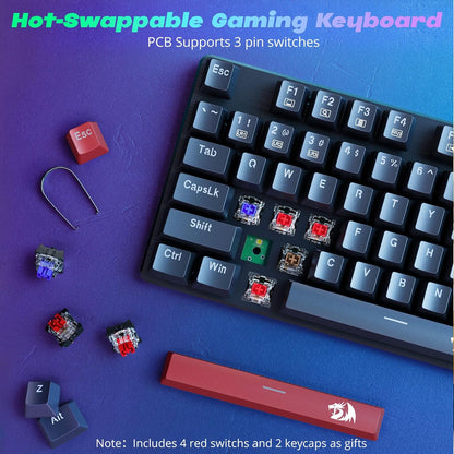 Redragon K671 Teclado Mecánico Gamer con Cable – Retroiluminado, Switches Rojos Hot-Swappable, Anti-Ghosting, Macros, PBT Keycaps