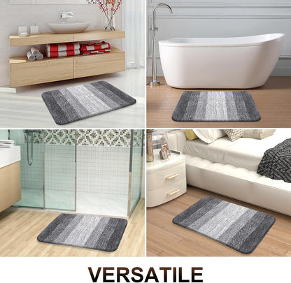 Alfombra de baño de 30 x 20" | Microfibra absorbente extrasuave | Antideslizante | Secado rápido | Baño, bañera, ducha | Color: gris