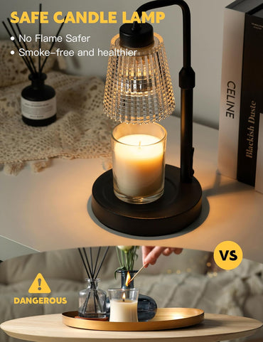 Lámpara Calienta Velas con Temporizador y Regulador de Intensidad – Decoración de Hogar, Regalo para Mujeres, Mamá o Nuevos Hogares – Incluye 2 Bombillas