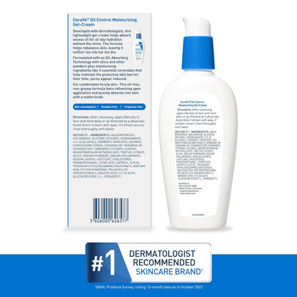 CeraVe Oil Control Gel-Crema Hidratante | Piel Grasa/Mixta – Niacinamida, Ácido Hialurónico, 3 Ceramidas | Mate, Sin Fragancia