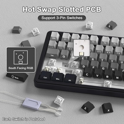 Teclado mecánico inalámbrico para juegos con perilla intercambiable en caliente