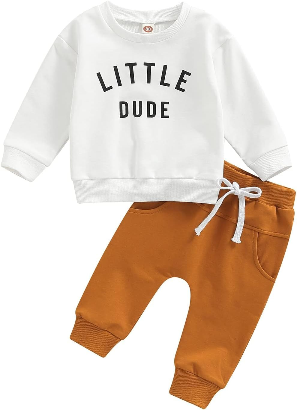 Murnouche Conjunto de 2 piezas de ropa para bebé y niño, sudadera con cuello redondo con letras y pantalones casuales de otoño e invierno