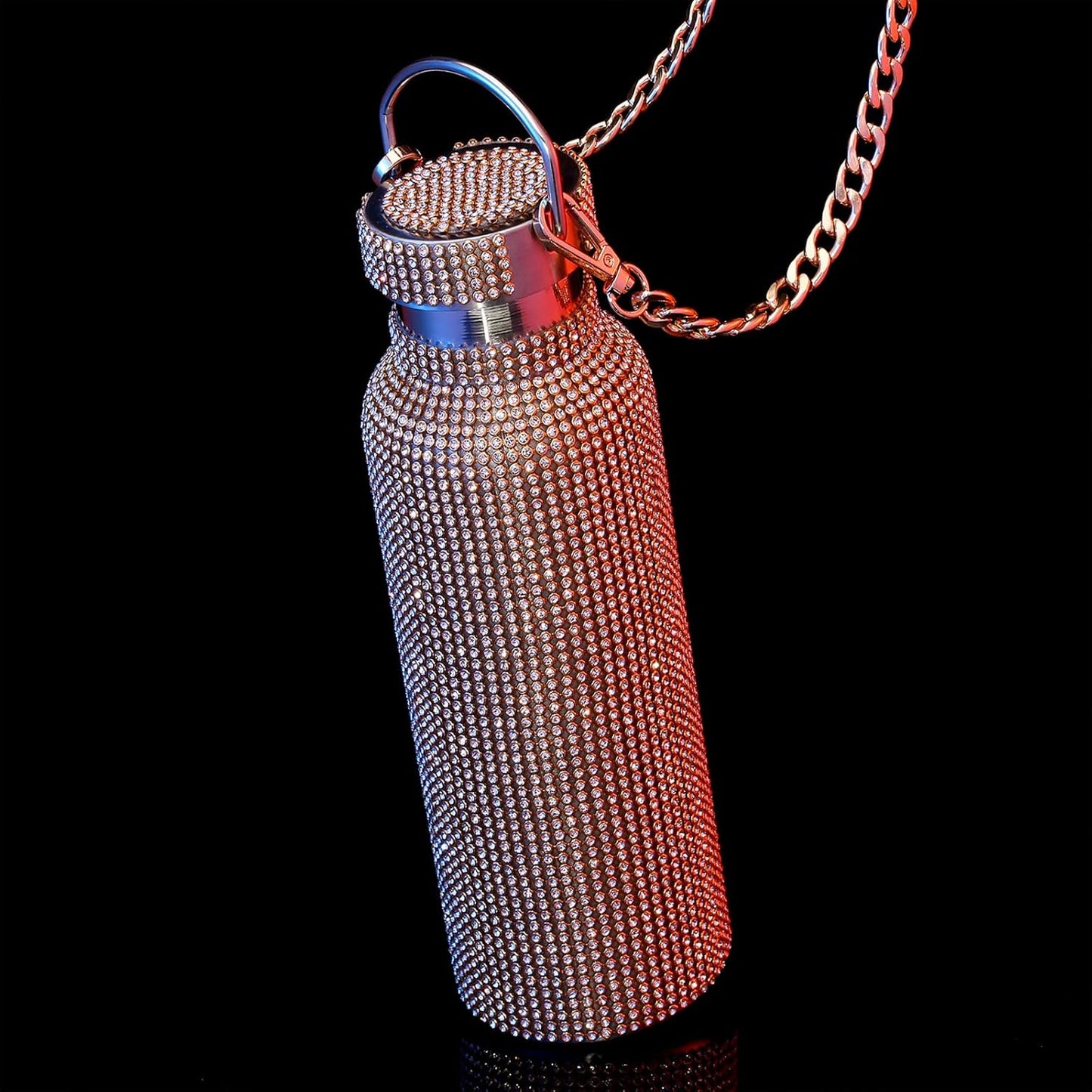 Botella térmica con Glitter de imitación con tapa | 750 ml | Aislado de acero inoxidable con diamantes de imitación de primera calidad | Color: Dorado