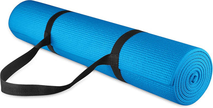 Fitvids All Purpose 1/4-Inch High Density Anti-Tear Exercise Yoga Mat with Carrying Strap, Multiple Colors