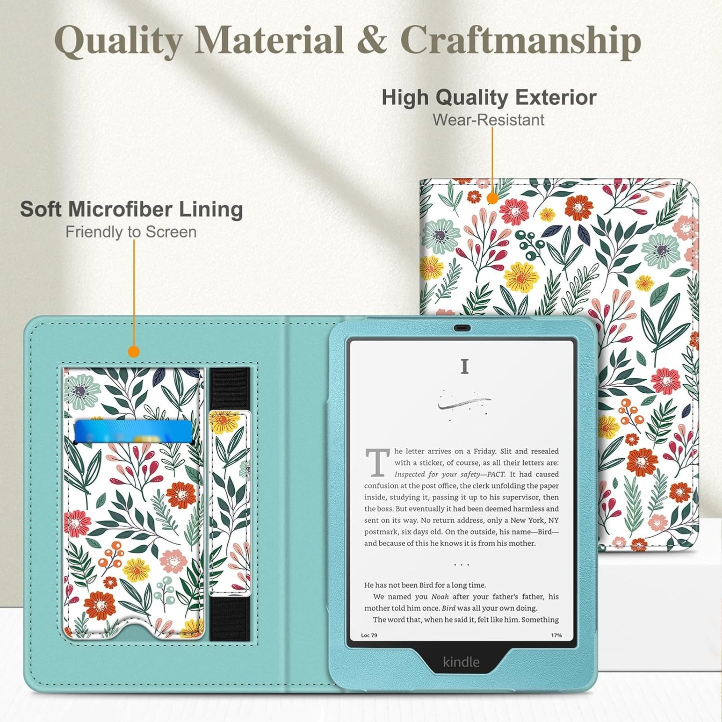 Fintie Case for 7"/6.8" Kindle Paperwhite(12Th/11Th Generation-2024/2021) and Kindle Colorsoft Signature Edition -Slim Foldable Stand Cover Auto Wake/Sleep for Paperwhite 2024, Spring Bloom