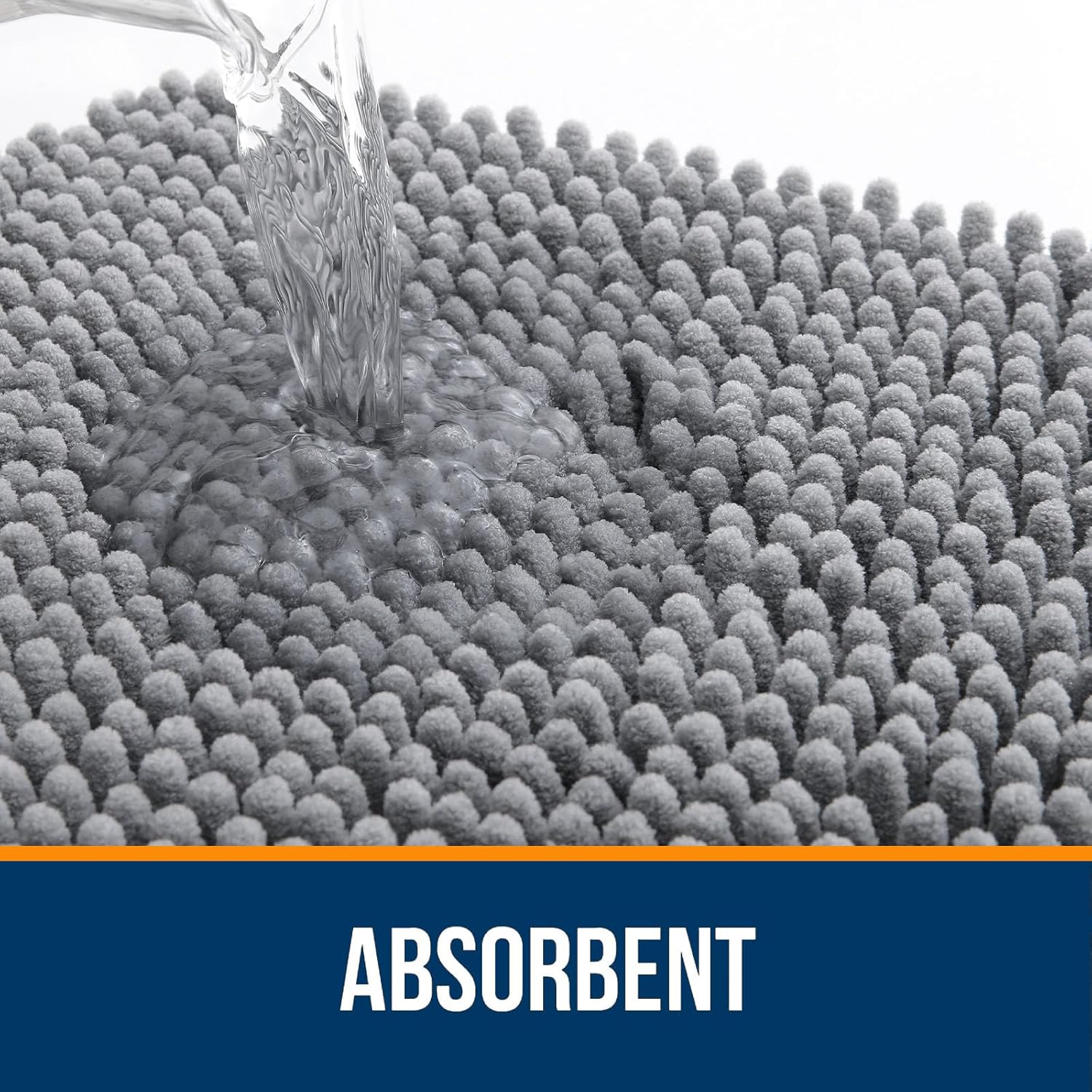 Alfombra de Baño 30x20, Chenille Extra Suave, Súper Absorbente, Secado Rápido, Antideslizante, Lavable a Máquina, Gris