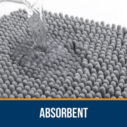 Alfombra de Baño 30x20, Chenille Extra Suave, Súper Absorbente, Secado Rápido, Antideslizante, Lavable a Máquina, Gris