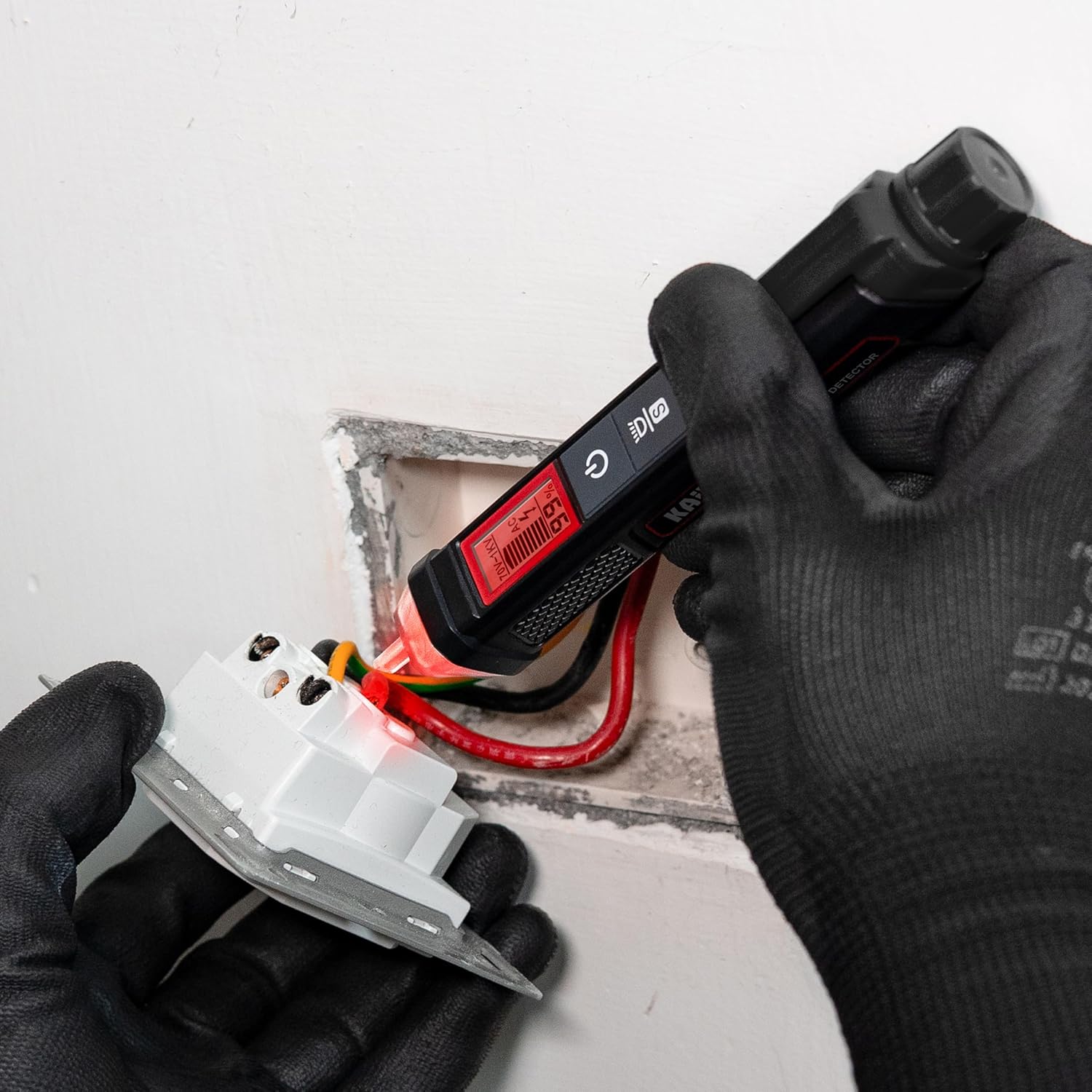 KAIWEETS Probador de Voltaje Sin Contacto con Pantalla LCD, Rango Dual 12V-1000V / 70V-1000V, Detector de Cable Vivo/Neutro, Indicador de Intensidad, Linterna y Buscador de Cortes – CAT III 1000V / CAT IV 600V