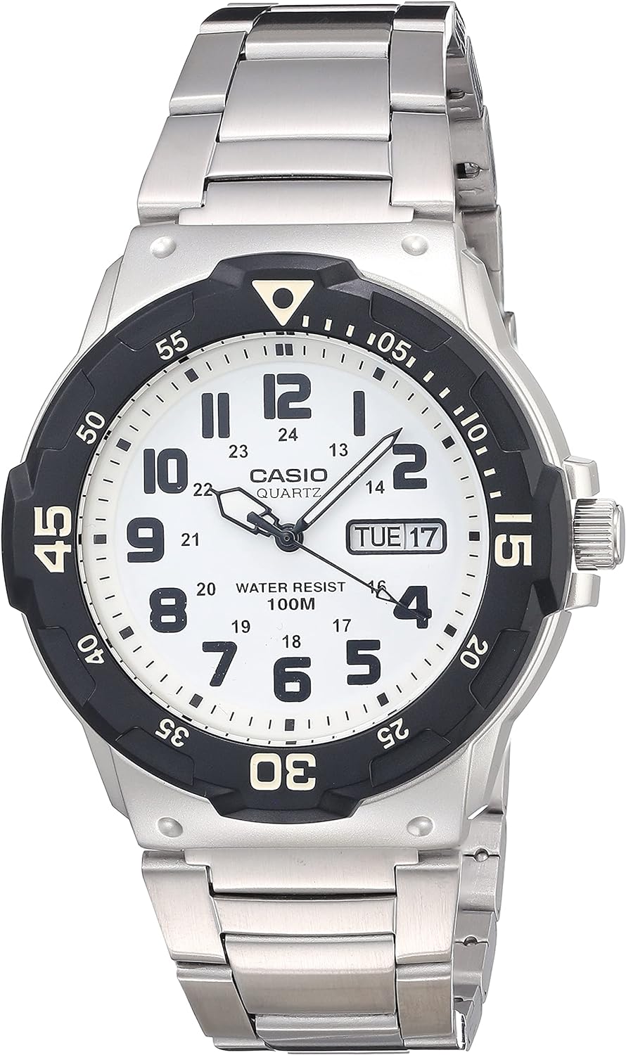 MRW200H Series | Unisex Analog Watch | 100M WR | Stainless Steel Case | Resin Band | 2 Hand Analog (HR, Min, SEC) | Date Display | Screw down Crown/Screw down Caseback | 3 Year Battery