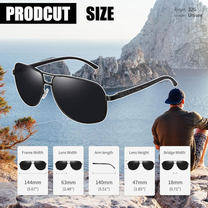 Joopin Lentes de Sol Aviador Metálicos Polarizados – Estilo Clásico Militar UV400