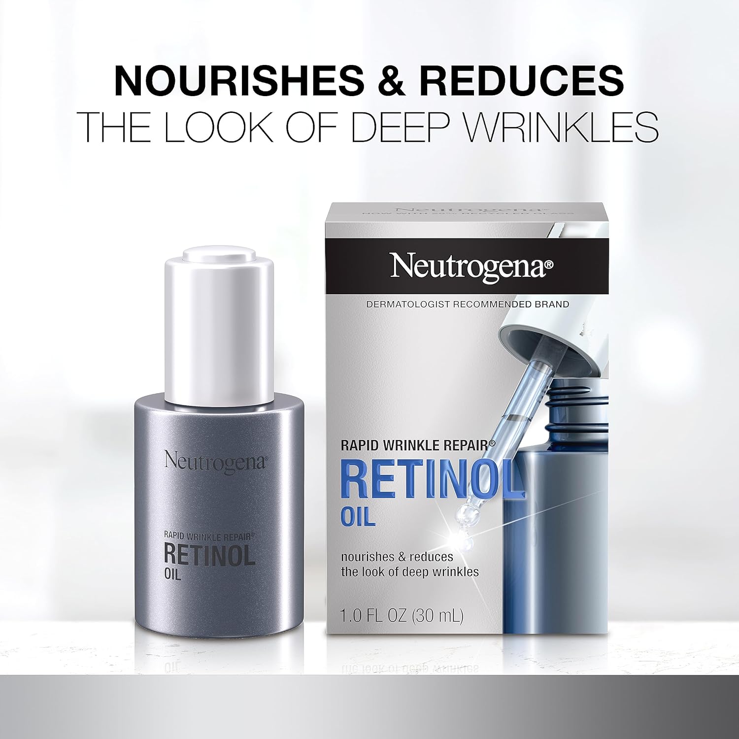 Neutrogena - Crema facial regeneradora de retinol y ácido hialurónico para reparación rápida de arrugas y crema hidratante para el cuello antiarrugas, con ácido hialurónico y retinol, 1.7 onzas