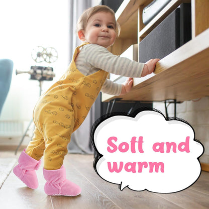 Botines de polar para bebé, pantuflas cálidas, botas suaves antideslizantes ajustables | Color: Rosa