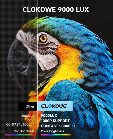 Mini Proyector CLOKOWE 2024 | 9000 Lux, Full HD 1080P, Portátil y Compatible con Múltiples Dispositivos