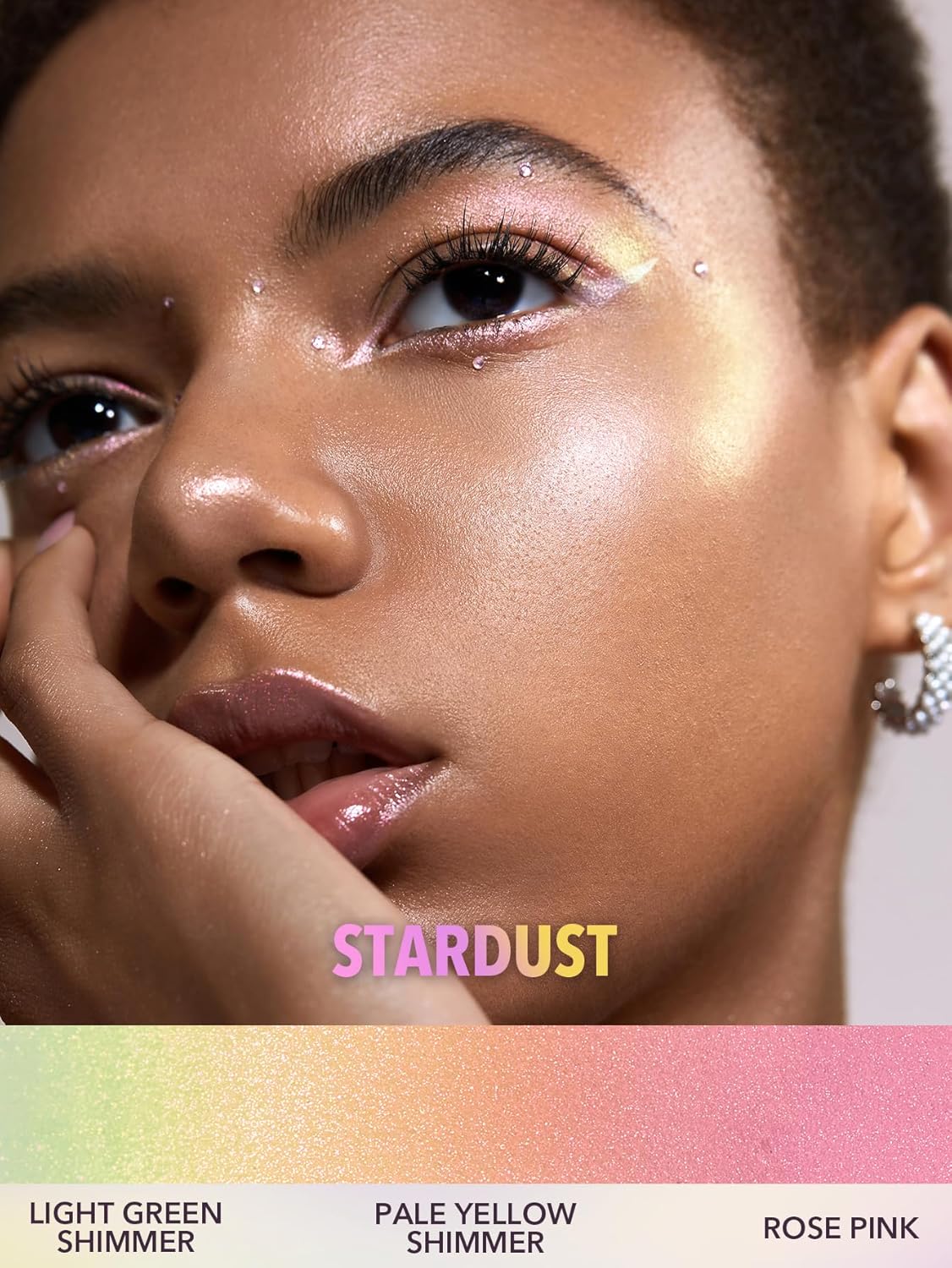 Iluminador líquido que cambia de color | Resaltador multicromo | Acabado de alto brillo | Brillo de larga duración | Sin apelmazamiento | Color: Caking-Stardust