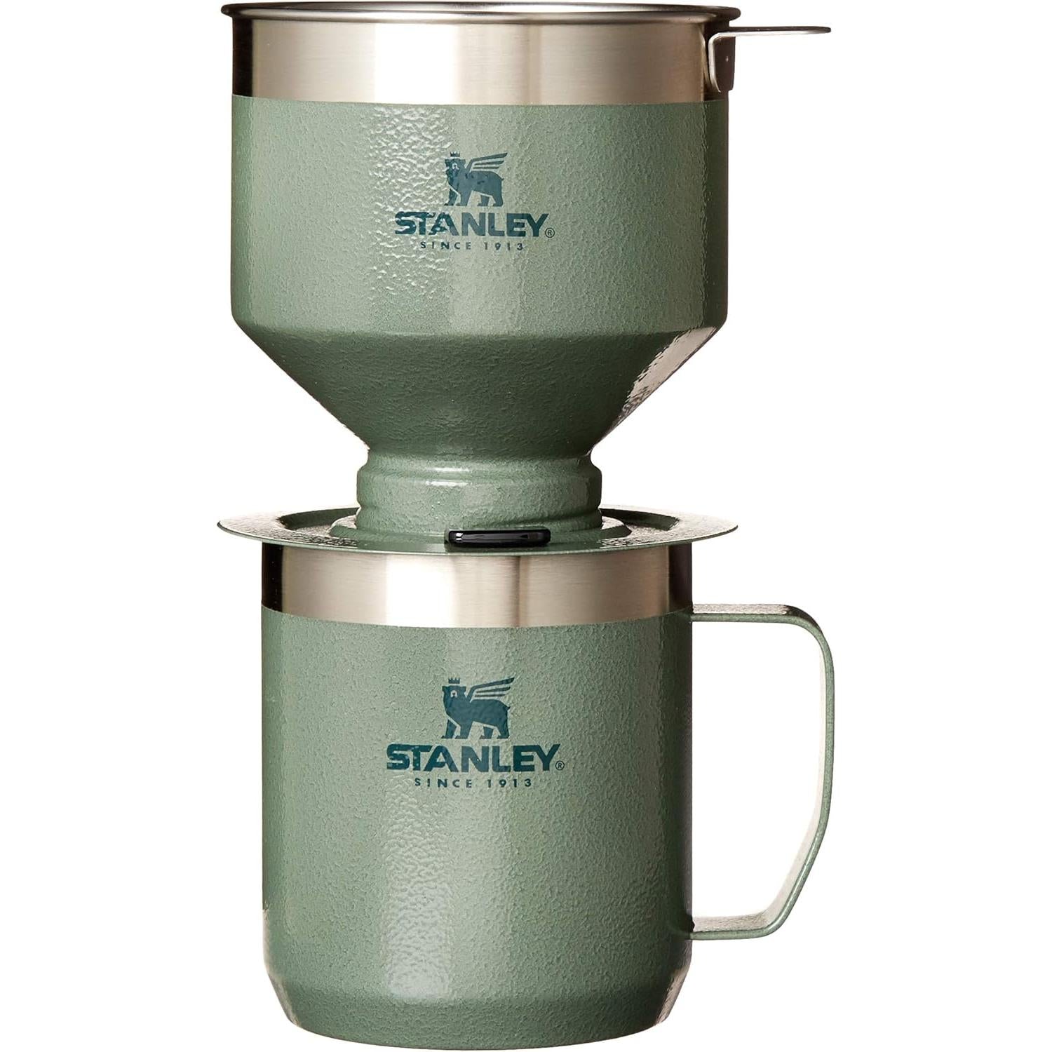 Perfect Brew Pour over Set | 12 Oz Camp Mug with Lid Included | Drip Coffee Maker with Reusable Filter | Insulated Stainless Steel | Bpa-Free | Hammertone Silver