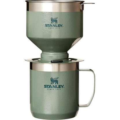 Perfect Brew Pour over Set | 12 Oz Camp Mug with Lid Included | Drip Coffee Maker with Reusable Filter | Insulated Stainless Steel | Bpa-Free | Hammertone Silver