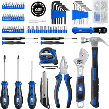 Juego de Herramientas Prostormer 160 Piezas – Kit de Mano para Reparaciones del Hogar con Maletín – Herramientas Resistentes de Acero para Casa, Garaje, Oficina y Dormitorio (Azul)