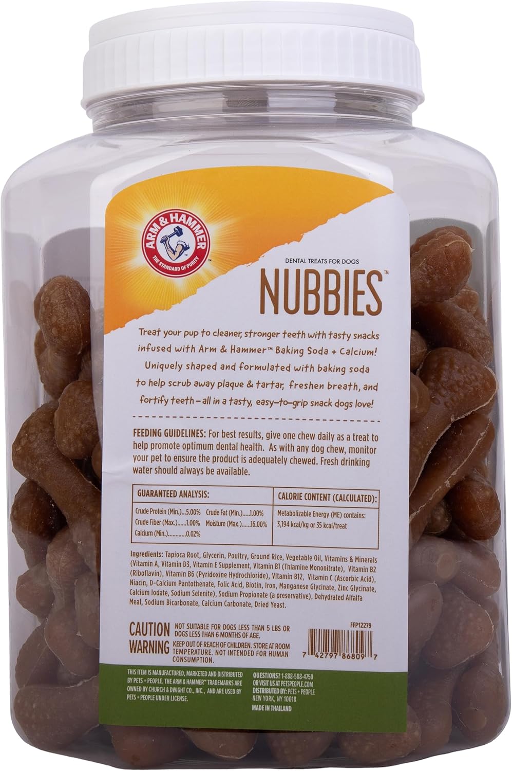 Arm & Hammer Nubbies Dental Treats para Perros | 139 Galletas Dentales con Bicarbonato y Calcio | Sabor Pollo