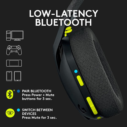 Logitech G435 LIGHTSPEED & Bluetooth – Audífonos gamer inalámbricos (Negro)