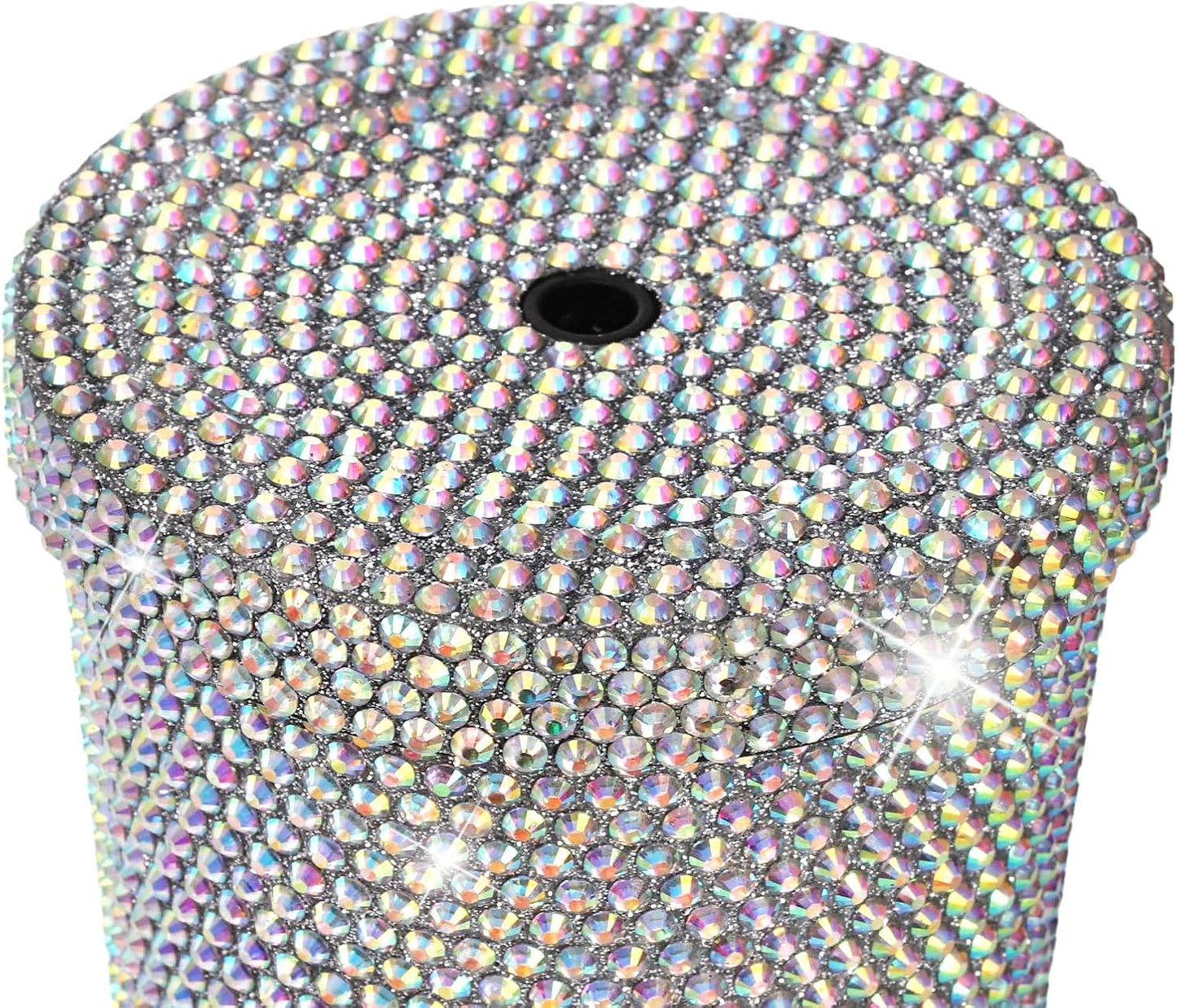 Vaso térmico con glitter y tapa | 798 ml | Aislado de acero inoxidable con diamantes de imitación de primera calidad | Color: Plata