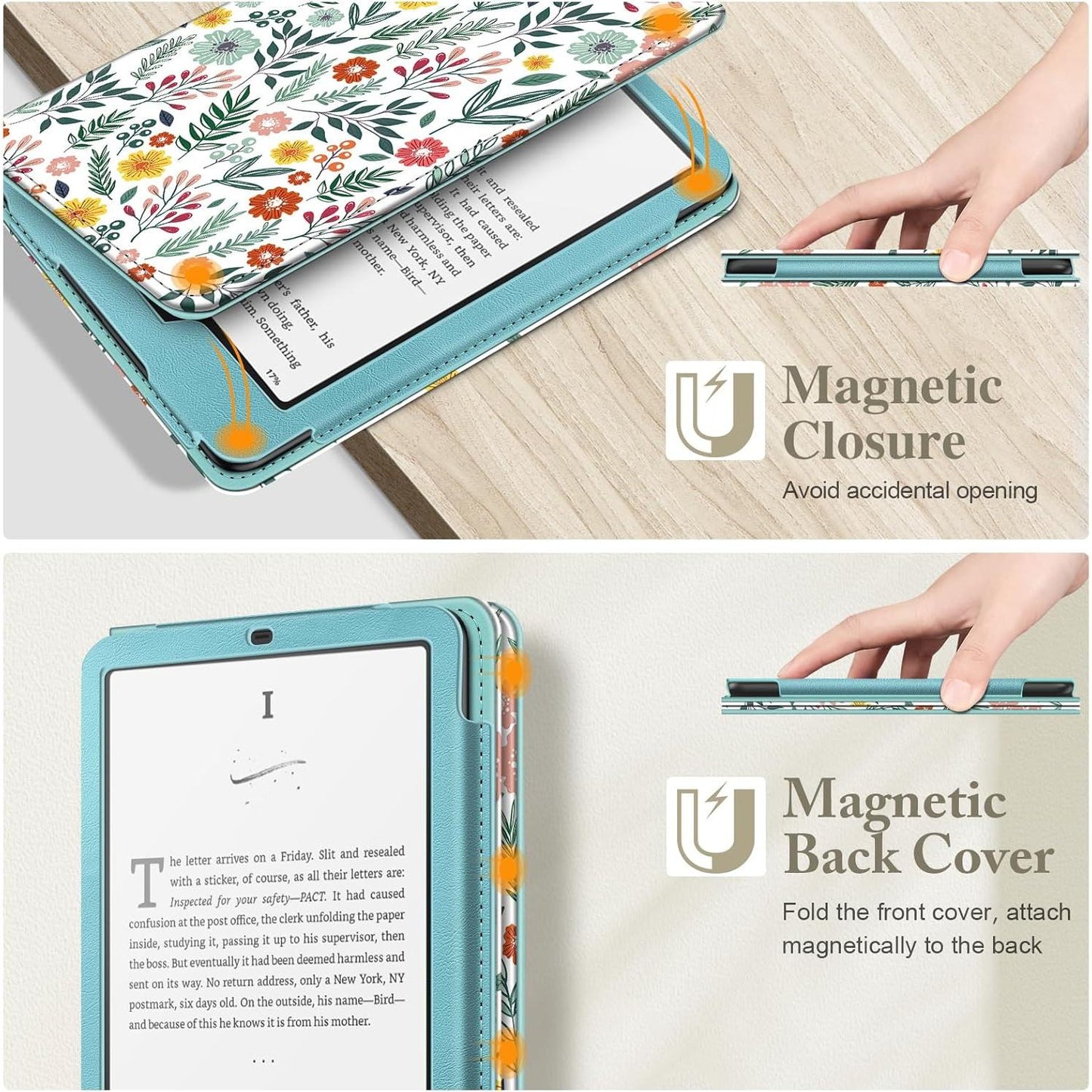 Fintie Case for 7"/6.8" Kindle Paperwhite(12Th/11Th Generation-2024/2021) and Kindle Colorsoft Signature Edition -Slim Foldable Stand Cover Auto Wake/Sleep for Paperwhite 2024, Spring Bloom