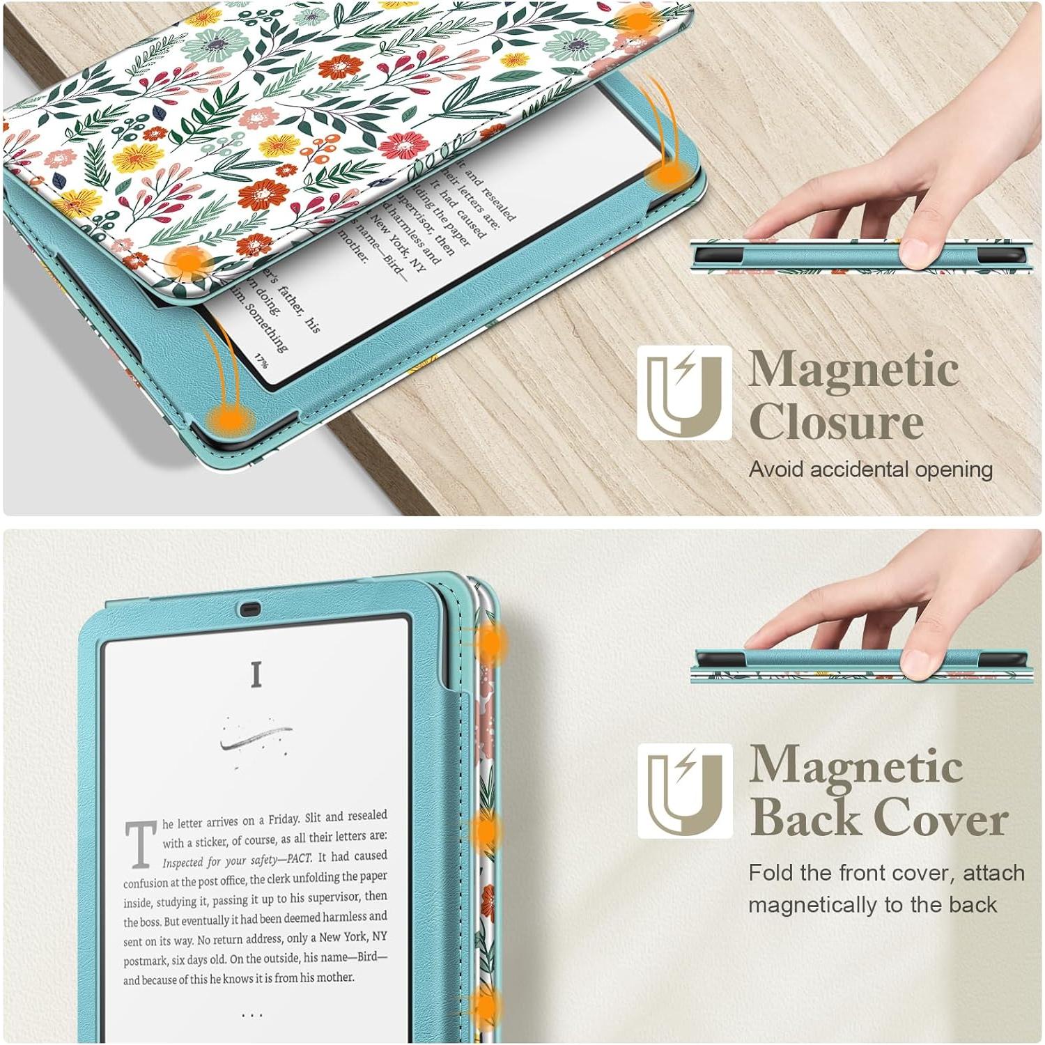 Fintie Case for 7"/6.8" Kindle Paperwhite(12Th/11Th Generation-2024/2021) and Kindle Colorsoft Signature Edition -Slim Foldable Stand Cover Auto Wake/Sleep for Paperwhite 2024, Spring Bloom