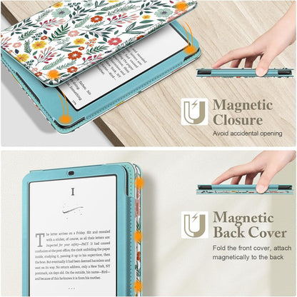 Fintie Case for 7"/6.8" Kindle Paperwhite(12Th/11Th Generation-2024/2021) and Kindle Colorsoft Signature Edition -Slim Foldable Stand Cover Auto Wake/Sleep for Paperwhite 2024, Spring Bloom