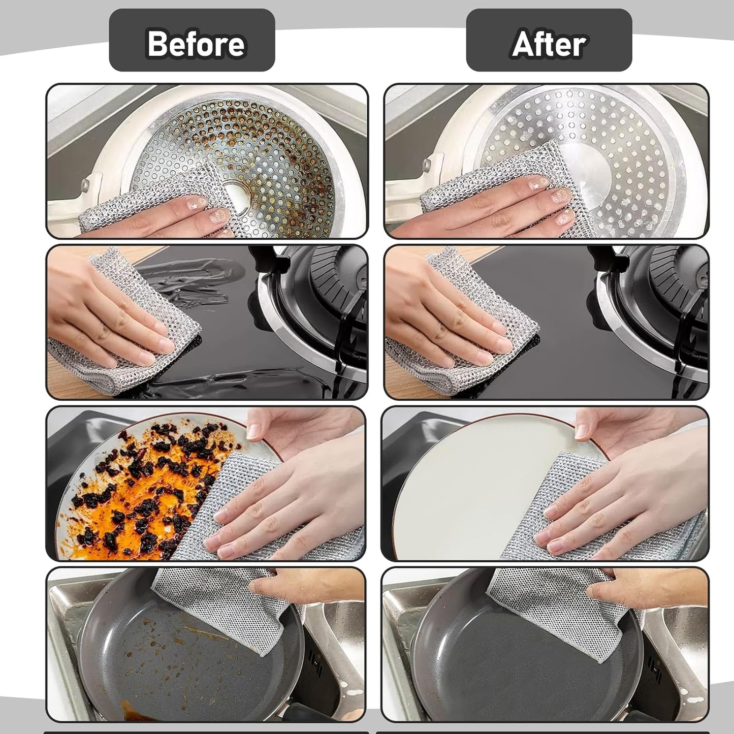 8 paños de lana de acero para lavar platos | Antirayas | Multiusos