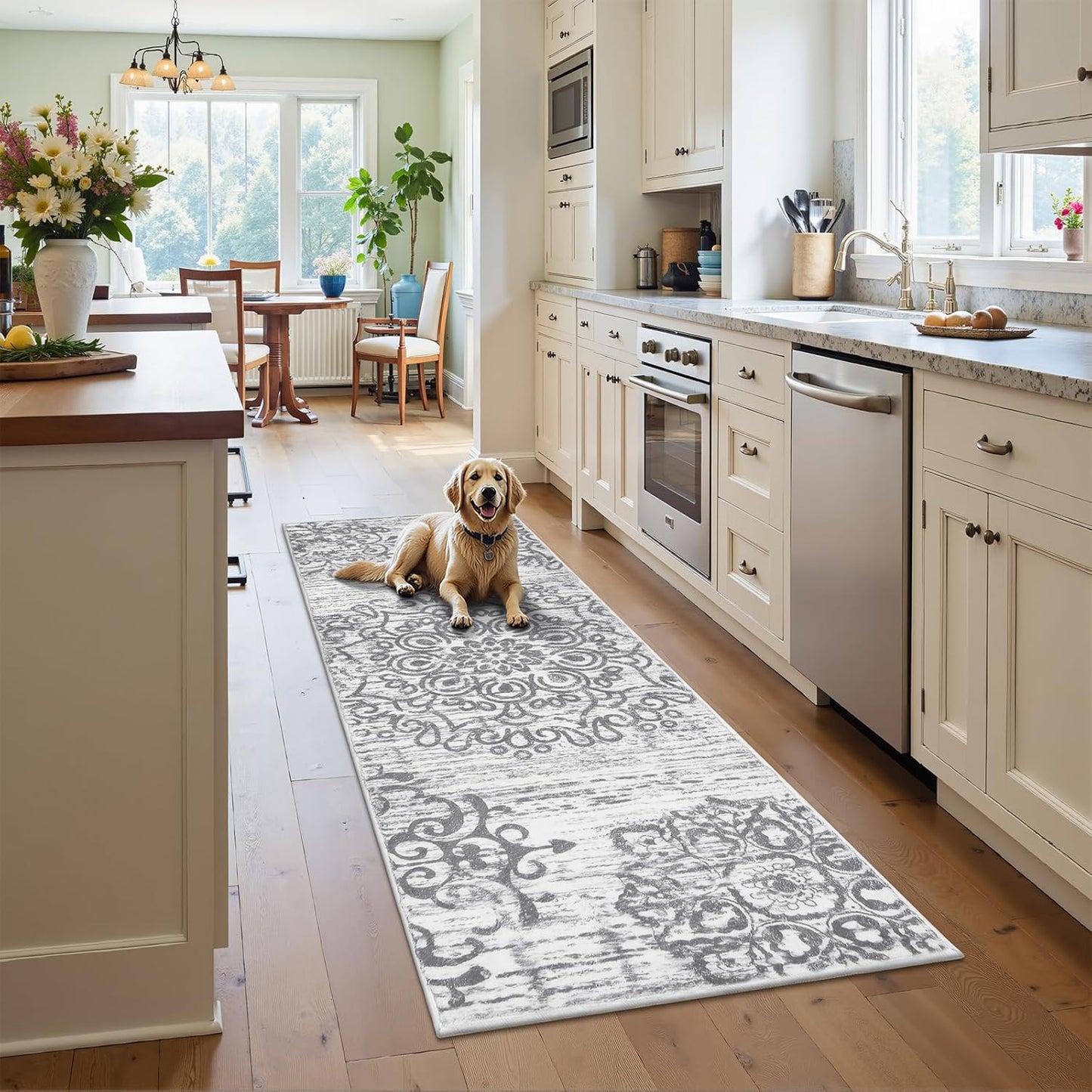 Alfombra de pasillo de 2 x 6 pies | Antideslizante | Diseño bohemia 