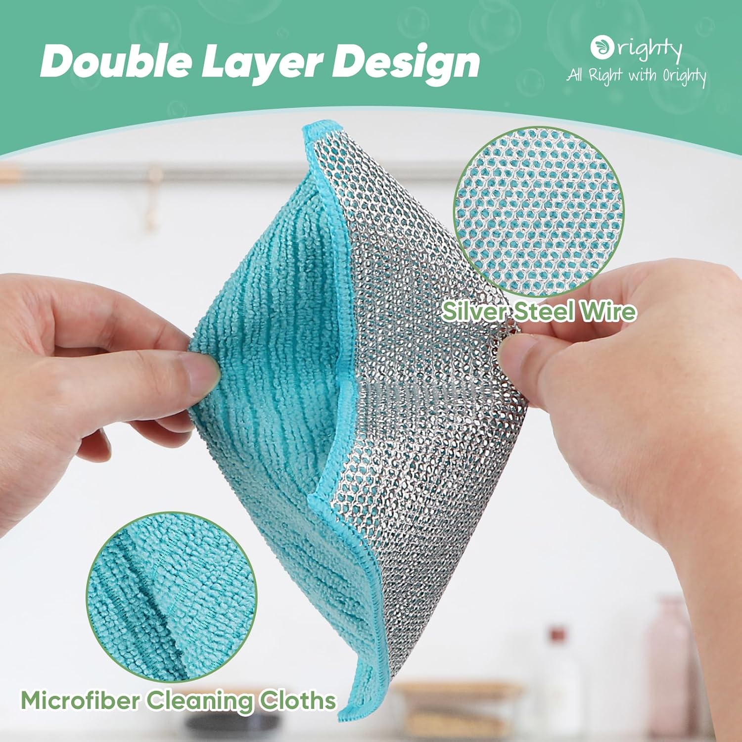 12 trapos de alambre multiusos para lavar platos | Paños de limpieza de platos de alambre de doble capa sin arañazos | Limpiador de acero reutilizable de cocina