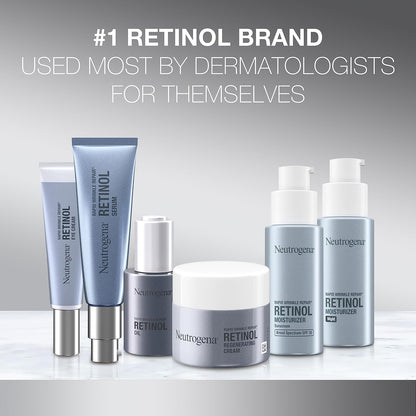 Neutrogena - Crema facial regeneradora de retinol y ácido hialurónico para reparación rápida de arrugas y crema hidratante para el cuello antiarrugas, con ácido hialurónico y retinol, 1.7 onzas