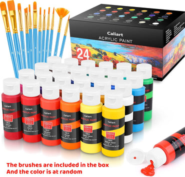 Kit de pintura acrílica | 12 pinceles + 24 colores | Para niños y adultos